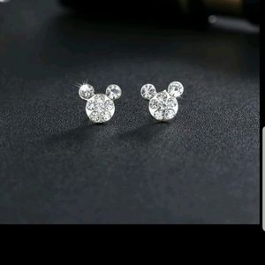 Mickey Mouse Silver and C.Z Crystal Earrings